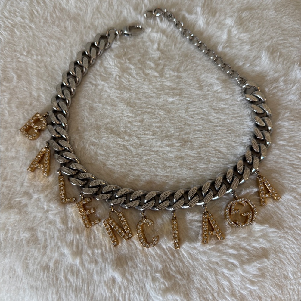 Balenciaga Metallic Chain Necklace with Gold Accents